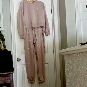 Women's Soft Rose Color Sweatpants & Matching Sweatshirt (S)
